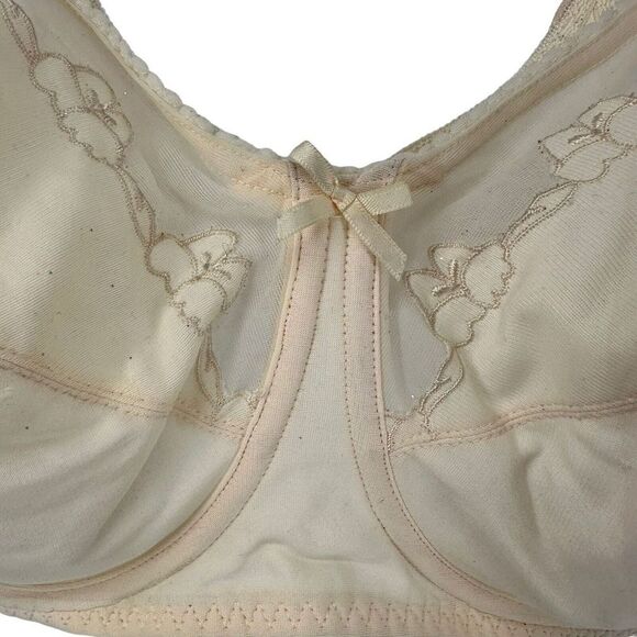 Bali Bra 0180 40D Comfort U Back Flower Embroidered Mesh Boned Beige Underwired - Picture 3 of 10